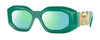 Profile View of Versace VE4425U Designer Polarized Reading Sunglasses with Custom Cut Powered Green Mirror Lenses in Emerald Green Gold Unisex Oval Full Rim Acetate 54 mm