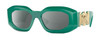 Profile View of Versace VE4425U Designer Polarized Reading Sunglasses with Custom Cut Powered Smoke Grey Lenses in Emerald Green Gold Unisex Oval Full Rim Acetate 54 mm
