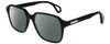 Profile View of GUCCI GG0469O-001 Designer Polarized Reading Sunglasses with Custom Cut Powered Smoke Grey Lenses in Gloss Black Gold Unisex Square Full Rim Acetate 56 mm