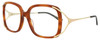 Profile View of GUCCI GG0648O-003 Designer Reading Eye Glasses with Custom Cut Powered Lenses in Auburn Brown Havana Gold Black Ladies Square Full Rim Acetate 55 mm