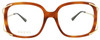 Front View of GUCCI GG0648O-003 Designer Reading Eye Glasses with Custom Cut Powered Lenses in Auburn Brown Havana Gold Black Ladies Square Full Rim Acetate 55 mm