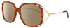 Profile View of GUCCI GG0648O-003 Designer Polarized Reading Sunglasses with Custom Cut Powered Amber Brown Lenses in Auburn Brown Havana Gold Black Ladies Square Full Rim Acetate 55 mm