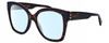 Profile View of GUCCI GG0459S-002 Designer Blue Light Blocking Eyeglasses in Dark Brown Havana Tortoise Gold Ladies Cateye Full Rim Acetate 54 mm