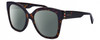 Profile View of GUCCI GG0459S-002 Designer Polarized Reading Sunglasses with Custom Cut Powered Smoke Grey Lenses in Dark Brown Havana Tortoise Gold Ladies Cateye Full Rim Acetate 54 mm
