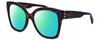 Profile View of GUCCI GG0459S-002 Designer Polarized Reading Sunglasses with Custom Cut Powered Green Mirror Lenses in Dark Brown Havana Tortoise Gold Ladies Cateye Full Rim Acetate 54 mm