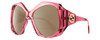 Profile View of GUCCI GG0875S-003 Designer Polarized Reading Sunglasses with Custom Cut Powered Amber Brown Lenses in Burgundy Pink Crystal Ladies Oversized Full Rim Acetate 62 mm
