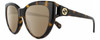 Profile View of GUCCI GG0877S-002 Designer Polarized Sunglasses with Custom Cut Amber Brown Lenses in Dark Brown Havana Tortoise Gold Ladies Cat Eye Full Rim Acetate 56 mm