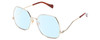 Profile View of GUCCI GG0972S-003 Designer Blue Light Blocking Eyeglasses in Shiny Gold Brown Tortoise Havana Ladies Hexagonal Full Rim Metal 60 mm