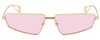 Front View of GUCCI GG0537S-005 Unisex Trapezoidal Designer Sunglasses in Gold/Rose Pink 63 mm