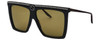Profile View of GUCCI GG0733S-005 Women's Sunglasses in Green Brown Gemstone Accents/Yellow 62mm