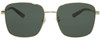 Front View of GUCCI GG0852SK-001 Unisex Square Designer Sunglasses Shiny Gold Black/Green 58mm