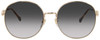 Front View of GUCCI GG0881SA-001 Women's Round Sunglasses Gold Brown Tortoise Havana/Grey 59mm