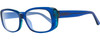 Profile View of GUESS GU7408-90X Designer Blue Light Blocking Eyeglasses in Royal Blue Teal Green Crystal Ladies Rectangular Full Rim Acetate 52 mm