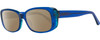 Profile View of GUESS GU7408-90X Designer Polarized Sunglasses with Custom Cut Amber Brown Lenses in Royal Blue Teal Green Crystal Ladies Rectangular Full Rim Acetate 52 mm