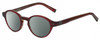 Profile View of John Varvatos V356 Designer Polarized Sunglasses with Custom Cut Smoke Grey Lenses in Crystal Red Marble Unisex Round Full Rim Acetate 43 mm