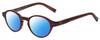 Profile View of John Varvatos V356 Designer Polarized Sunglasses with Custom Cut Blue Mirror Lenses in Crystal Red Marble Unisex Round Full Rim Acetate 43 mm