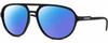 Profile View of Dolce&Gabbana DG6150 Designer Polarized Sunglasses with Custom Cut Blue Mirror Lenses in Matte Black Mens Pilot Full Rim Acetate 60 mm
