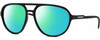 Profile View of Dolce&Gabbana DG6150 Designer Polarized Reading Sunglasses with Custom Cut Powered Green Mirror Lenses in Matte Black Mens Pilot Full Rim Acetate 60 mm