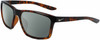 Profile View of NIKE Valiant-CW4645-220 Designer Polarized Reading Sunglasses with Custom Cut Powered Smoke Grey Lenses in Gloss Brown Tortoise Havana Crystal White Unisex Rectangular Full Rim Acetate 60 mm