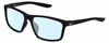 Profile View of NIKE Valiant-MI-010 Designer Blue Light Blocking Eyeglasses in Matte Black White Unisex Rectangular Full Rim Acetate 60 mm