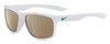Profile View of NIKE Essent-Chaser-103 Designer Polarized Reading Sunglasses with Custom Cut Powered Amber Brown Lenses in Gloss White Metallic Green Unisex Square Full Rim Acetate 59 mm
