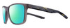 Profile View of NIKE Essent-Endvor-EV1117-010 Designer Polarized Reading Sunglasses with Custom Cut Powered Green Mirror Lenses in Matte Gunsmoke Grey Black Yellow Unisex Panthos Full Rim Acetate 57 mm