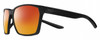 Profile View of NIKE Maverick-P-EV1097-001 Designer Polarized Sunglasses with Custom Cut Red Mirror Lenses in Matte Black Unisex Square Full Rim Acetate 59 mm