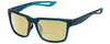 Profile View of NIKE Fleet-R-EV099-442 Designer Polarized Reading Sunglasses with Custom Cut Powered Sun Flower Yellow Lenses in Matte Navy Blue Turquoise Mens Square Full Rim Acetate 55 mm