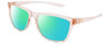 Profile View of NIKE City-Icon-M-DJ0889-664 Designer Polarized Reading Sunglasses with Custom Cut Powered Green Mirror Lenses in Shiny Washed Coral Pink Orange Unisex Panthos Full Rim Acetate 56 mm