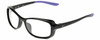 Profile View of NIKE Breeze-CT8031-010 Designer Progressive Lens Prescription Rx Eyeglasses in Gloss Black Matte Purple Ladies Oval Full Rim Acetate 57 mm
