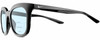 Profile View of NIKE Myriad-P-CW4720-010 Designer Progressive Lens Blue Light Blocking Eyeglasses in Gloss Black Silver Ladies Panthos Full Rim Acetate 52 mm