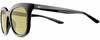 Profile View of NIKE Myriad-P-CW4720-010 Designer Polarized Reading Sunglasses with Custom Cut Powered Sun Flower Yellow Lenses in Gloss Black Silver Ladies Panthos Full Rim Acetate 52 mm