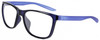 Profile View of NIKE Dawn-Ascent-556 Designer Blue Light Blocking Eyeglasses in Gloss Navy Blue Indigo Purple Crystal Unisex Panthos Full Rim Acetate 57 mm