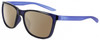Profile View of NIKE Dawn-Ascent-556 Designer Polarized Sunglasses with Custom Cut Amber Brown Lenses in Gloss Navy Blue Indigo Purple Crystal Unisex Panthos Full Rim Acetate 57 mm