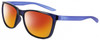 Profile View of NIKE Dawn-Ascent-556 Designer Polarized Sunglasses with Custom Cut Red Mirror Lenses in Gloss Navy Blue Indigo Purple Crystal Unisex Panthos Full Rim Acetate 57 mm