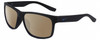 Profile View of NIKE Cruiser-MI-014 Designer Polarized Reading Sunglasses with Custom Cut Powered Amber Brown Lenses in Matte Black Unisex Rectangular Full Rim Acetate 59 mm