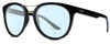 Profile View of Smith Optics Bridgetown Designer Progressive Lens Blue Light Blocking Eyeglasses in Gloss Black Gold Ladies Panthos Full Rim Acetate 54 mm