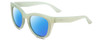 Profile View of Smith Optics Sidney Designer Polarized Sunglasses with Custom Cut Blue Mirror Lenses in Gloss Seafoam Green Crystal Ladies Cat Eye Full Rim Acetate 52 mm