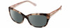 Profile View of Kate Spade JOHANNA Designer Polarized Reading Sunglasses with Custom Cut Powered Smoke Grey Lenses in Gloss Rose Brown Tortoise Havana Pink Crystal Ladies Cat Eye Full Rim Acetate 53 mm