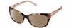 Profile View of Kate Spade JOHANNA Designer Polarized Reading Sunglasses with Custom Cut Powered Amber Brown Lenses in Gloss Rose Brown Tortoise Havana Pink Crystal Ladies Cat Eye Full Rim Acetate 53 mm