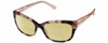 Profile View of Kate Spade JOHANNA Designer Polarized Reading Sunglasses with Custom Cut Powered Sun Flower Yellow Lenses in Gloss Rose Brown Tortoise Havana Pink Crystal Ladies Cat Eye Full Rim Acetate 53 mm