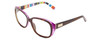 Profile View of Kate Spade HILDE Designer Reading Eye Glasses in Gloss Tortoise Havana Violet Purple Colorful Stripes Ladies Oval Full Rim Acetate 54 mm