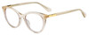 Profile View of Kate Spade JANALYNN Designer Blue Light Blocking Eyeglasses in Sparkly Glitter Beige Crystal Gold Ladies Cat Eye Full Rim Acetate 51 mm