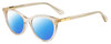Profile View of Kate Spade JANALYNN Designer Polarized Reading Sunglasses with Custom Cut Powered Blue Mirror Lenses in Sparkly Glitter Beige Crystal Gold Ladies Cat Eye Full Rim Acetate 51 mm