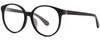 Profile View of Kate Spade ELIZA Designer Blue Light Blocking Eyeglasses in Gloss Black Gold Ladies Round Full Rim Acetate 55 mm
