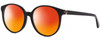 Profile View of Kate Spade ELIZA Designer Polarized Sunglasses with Custom Cut Red Mirror Lenses in Gloss Black Gold Ladies Round Full Rim Acetate 55 mm