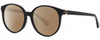 Profile View of Kate Spade ELIZA Designer Polarized Reading Sunglasses with Custom Cut Powered Amber Brown Lenses in Gloss Black Gold Ladies Round Full Rim Acetate 55 mm