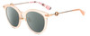 Profile View of Kate Spade KEESEY Designer Polarized Sunglasses with Custom Cut Smoke Grey Lenses in Gloss Blush Pink Crystal Rose Gold Black Stripes Ladies Cat Eye Full Rim Acetate 53 mm