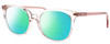 Profile View of Kate Spade ANDRIA Designer Polarized Reading Sunglasses with Custom Cut Powered Green Mirror Lenses in Gloss Pink Crystal Sparkly Glitter Ladies Cat Eye Full Rim Acetate 51 mm