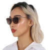 Top View of Rag&Bone RNB1035/S Womens Sunglasses in Green Crystal Silver/Brown Gradient 55mm